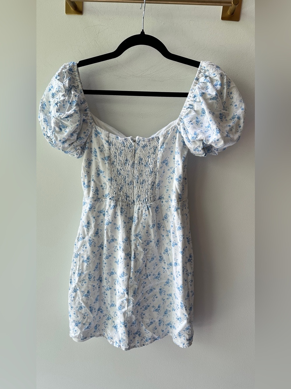 300. Altard state  Blue Floral Puff Sleeve Mini Dress, Size S P2P 14